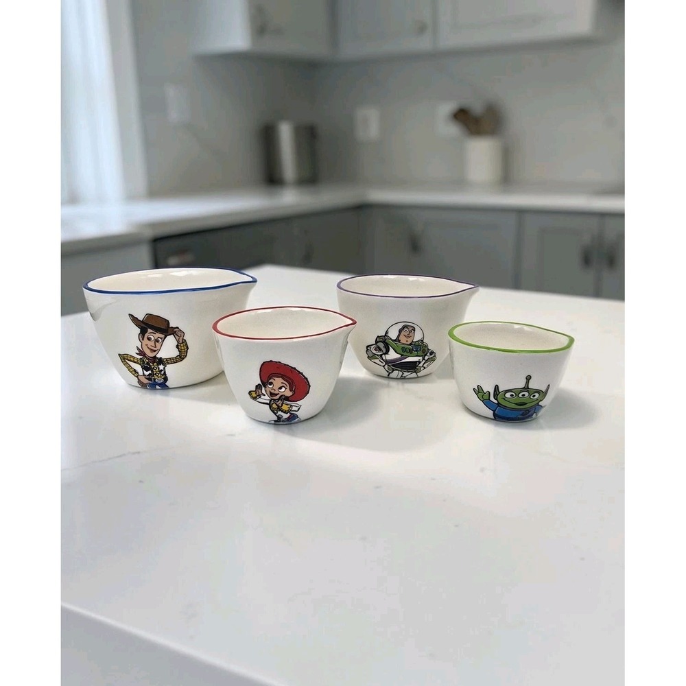 Rae Dunn Disney Pixar Toy Story Measuring Cups Set Of 4 Woody Buzz Jessie Alien